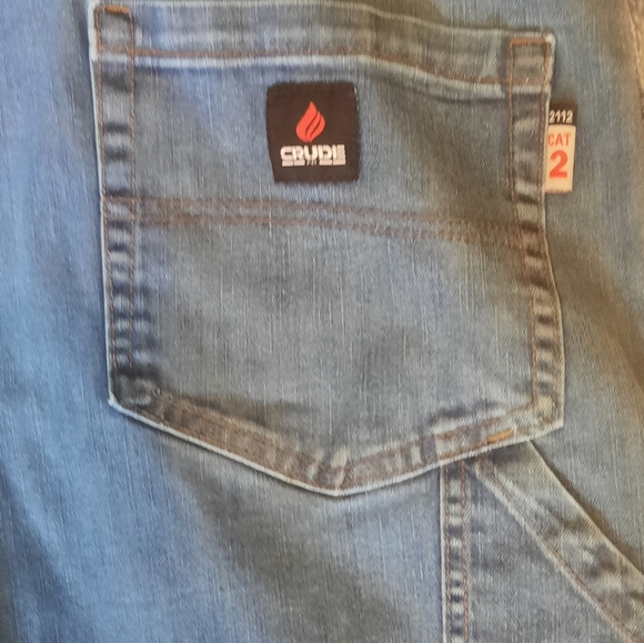 Crude FR Straight Leg Mens Jeans Cat 2 2112 Sz 42x34 Light Wash H&P Drilling - Picture 5 of 6